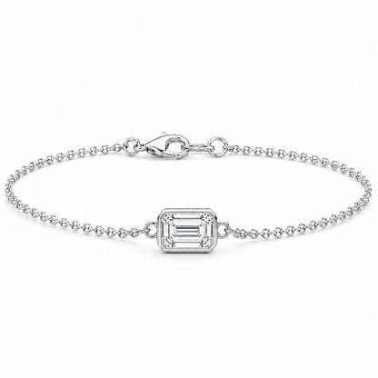 PT950 platinum emerald-cut lab diamond bracelet on white