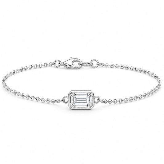 PT950 platinum emerald-cut lab diamond bracelet on white