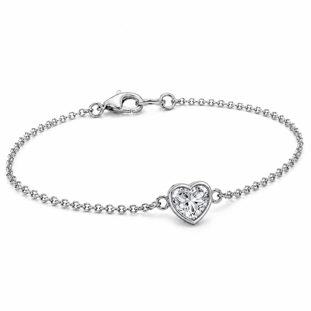 Heart lab diamond bracelet in PT950 platinum