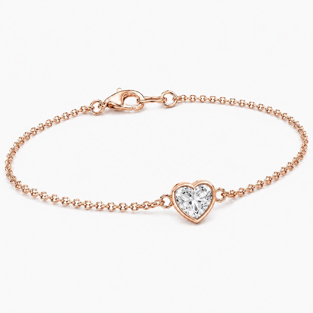 Heart lab diamond bracelet in 18K rose gold