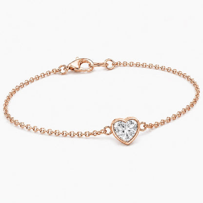 Heart lab diamond bracelet in 18K rose gold