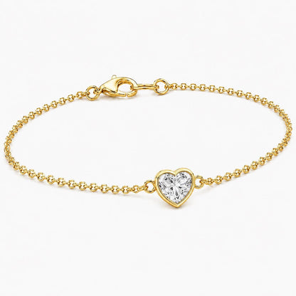 Heart lab diamond bracelet in 18K yellow gold