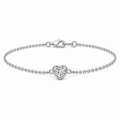 Heart lab-grown diamond bracelet in PT950 platinum