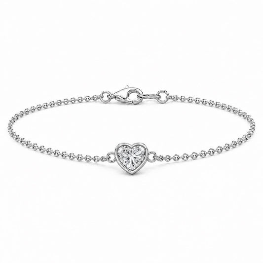 Heart lab-grown diamond bracelet in PT950 platinum