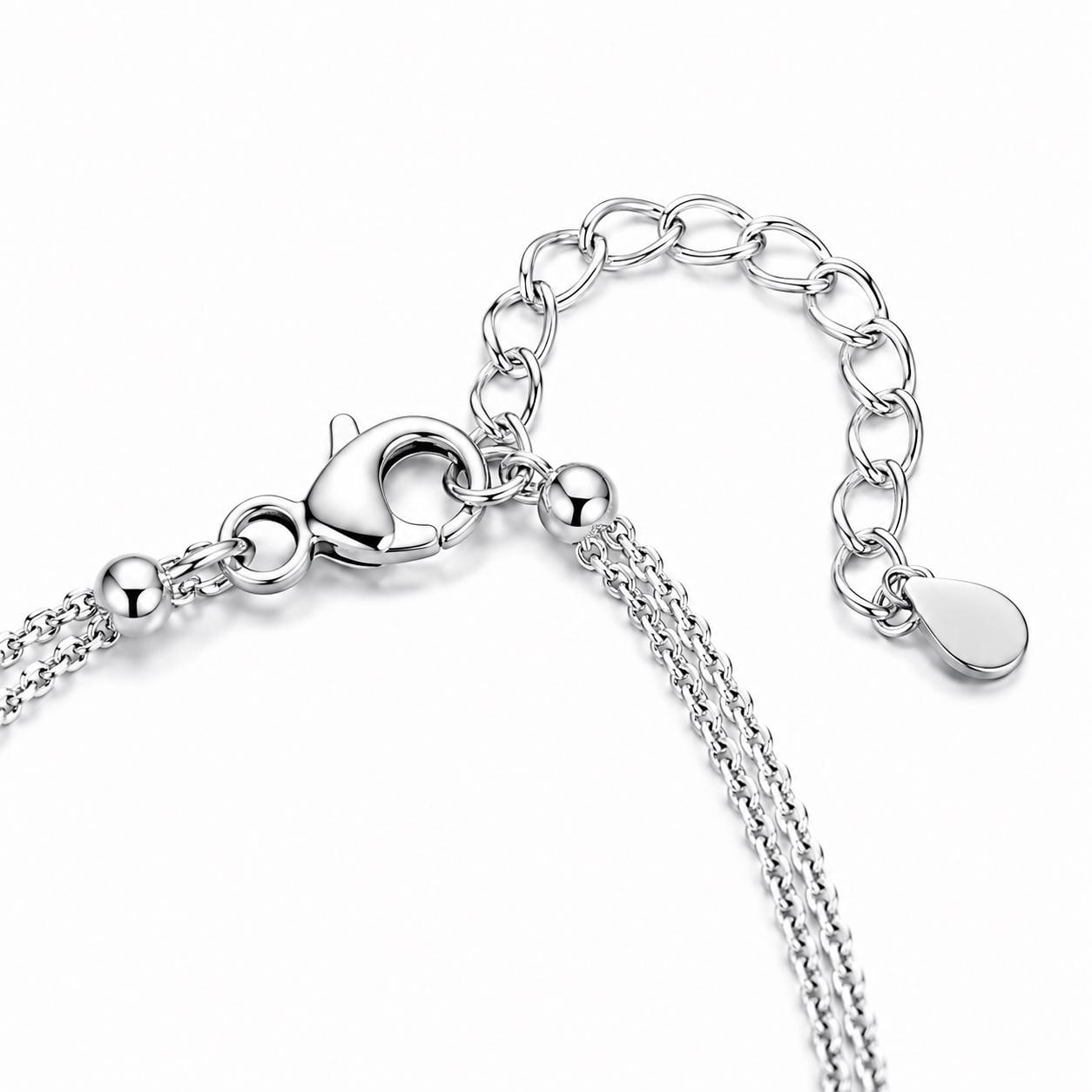 Lobster clasp and extender on platinum heart bracelet