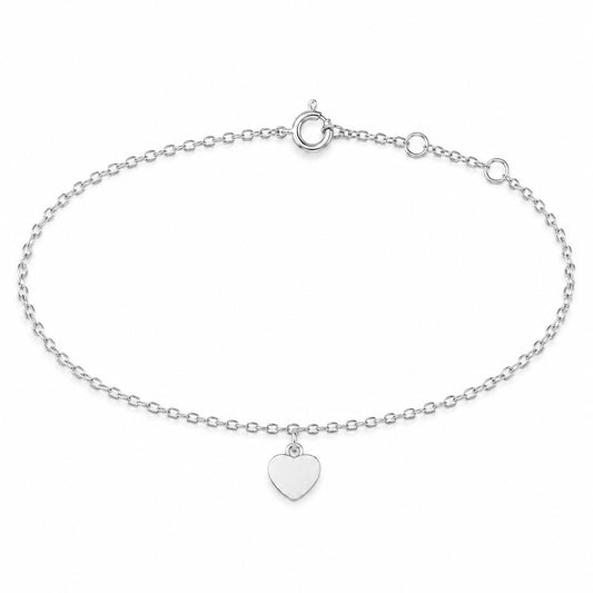 PT950 platinum heart charm bracelet on white
