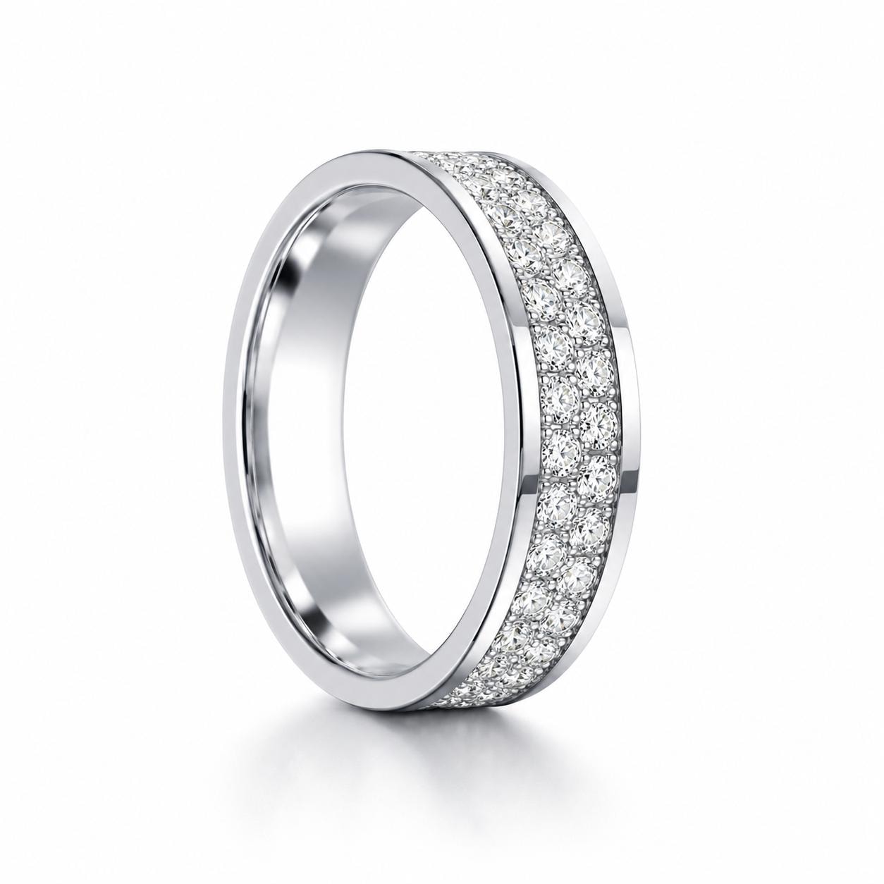 PT950 platinum full pave lab diamond wedding band 5mm scale and proportion view