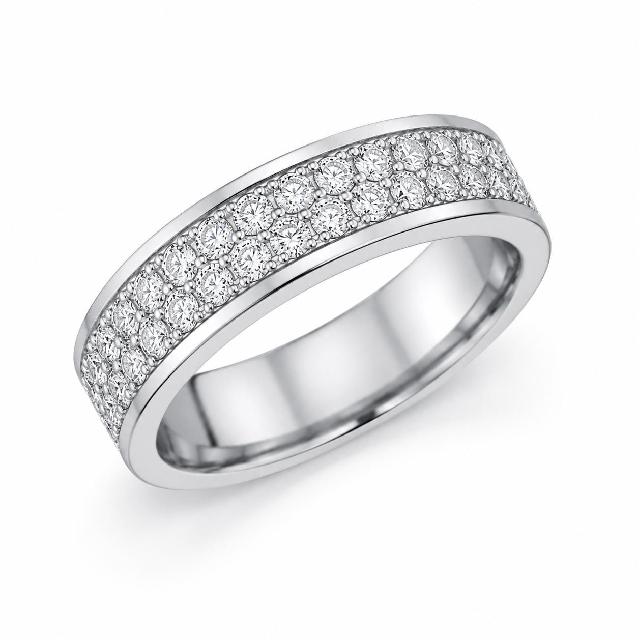 PT950 platinum full pave lab diamond wedding band 5mm material and design detail
