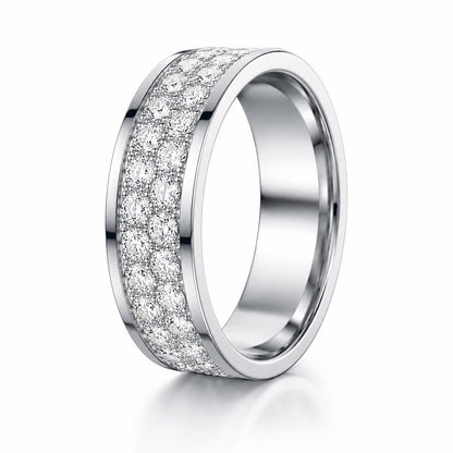 PT950 platinum full pave lab diamond wedding band 5mm setting and finish detail