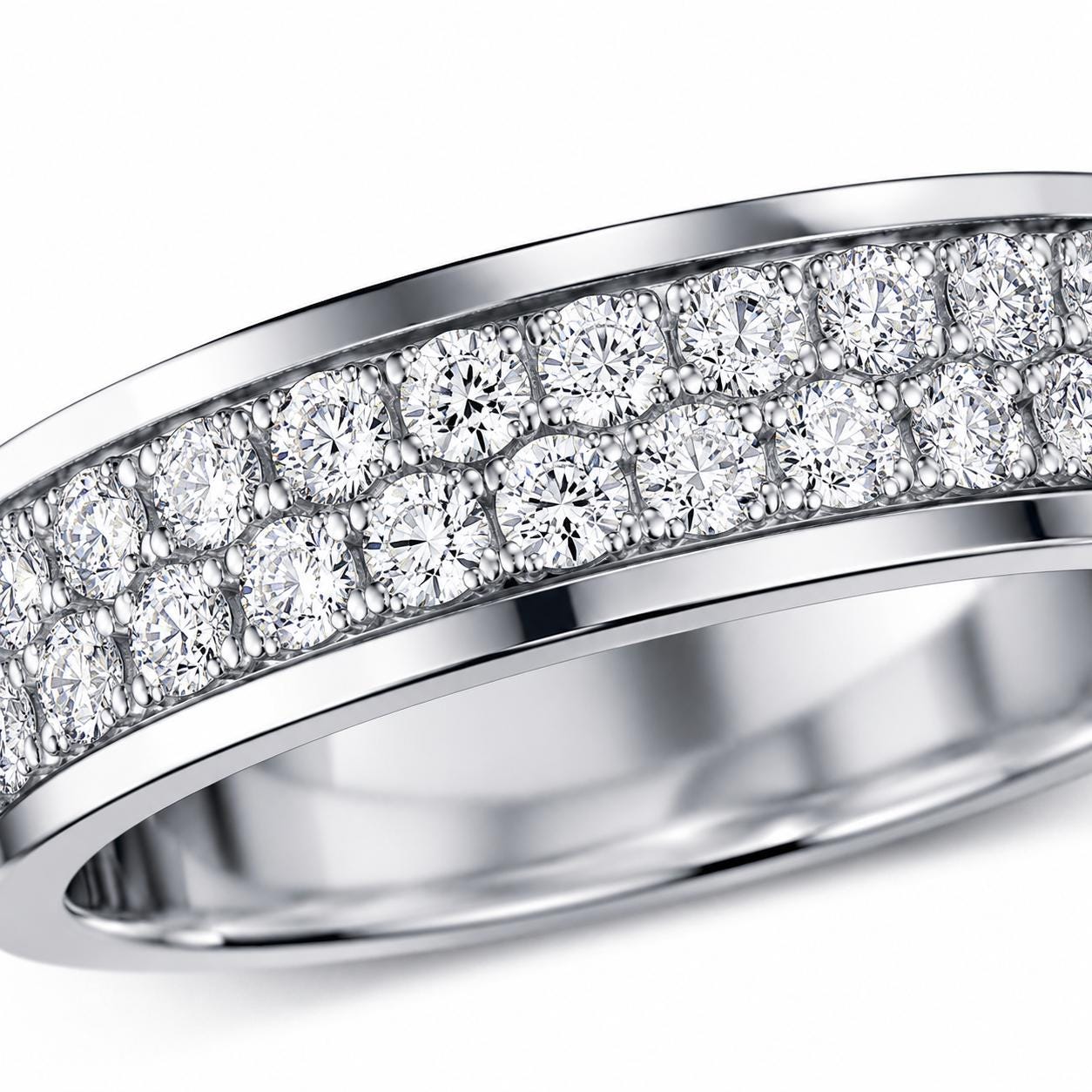 PT950 platinum full pave lab diamond wedding band 5mm close-up detail