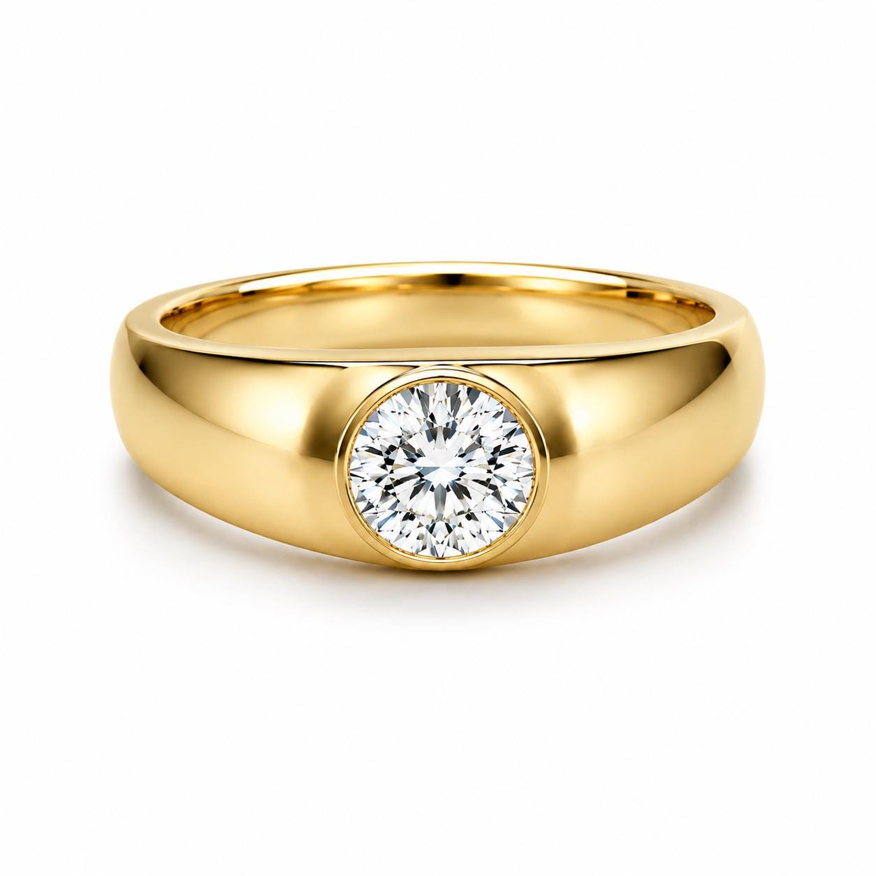 1ct round lab diamond solitaire ring in PT950 platinum or 18K gold front view