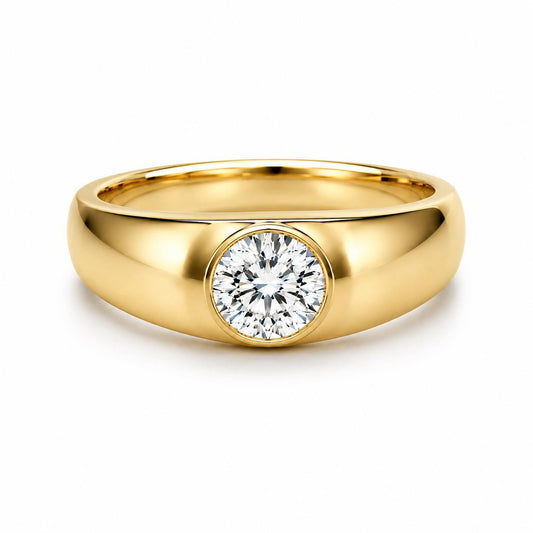 1ct round lab diamond solitaire ring in PT950 platinum or 18K gold front view