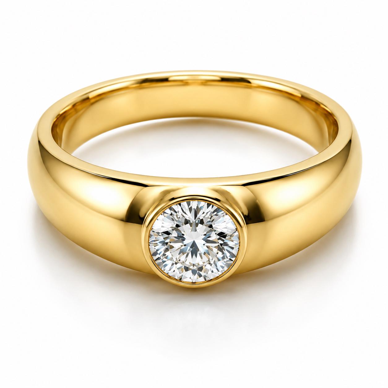 1ct round lab diamond solitaire ring in PT950 platinum or 18K gold setting and finish detail