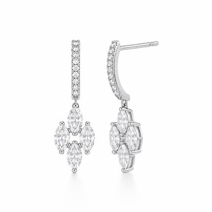 Front and side views of marquise lab diamond post drop earrings