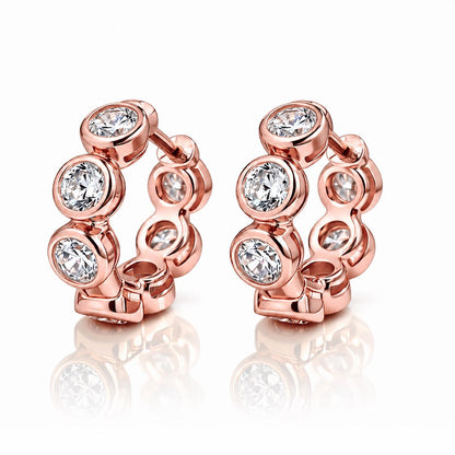 Pair of 18K rose gold lab diamond huggie earrings