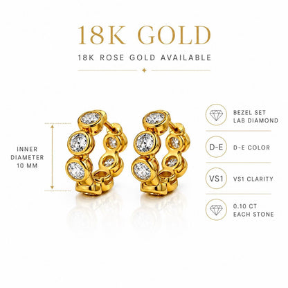 18K gold lab diamond huggie earring specification guide