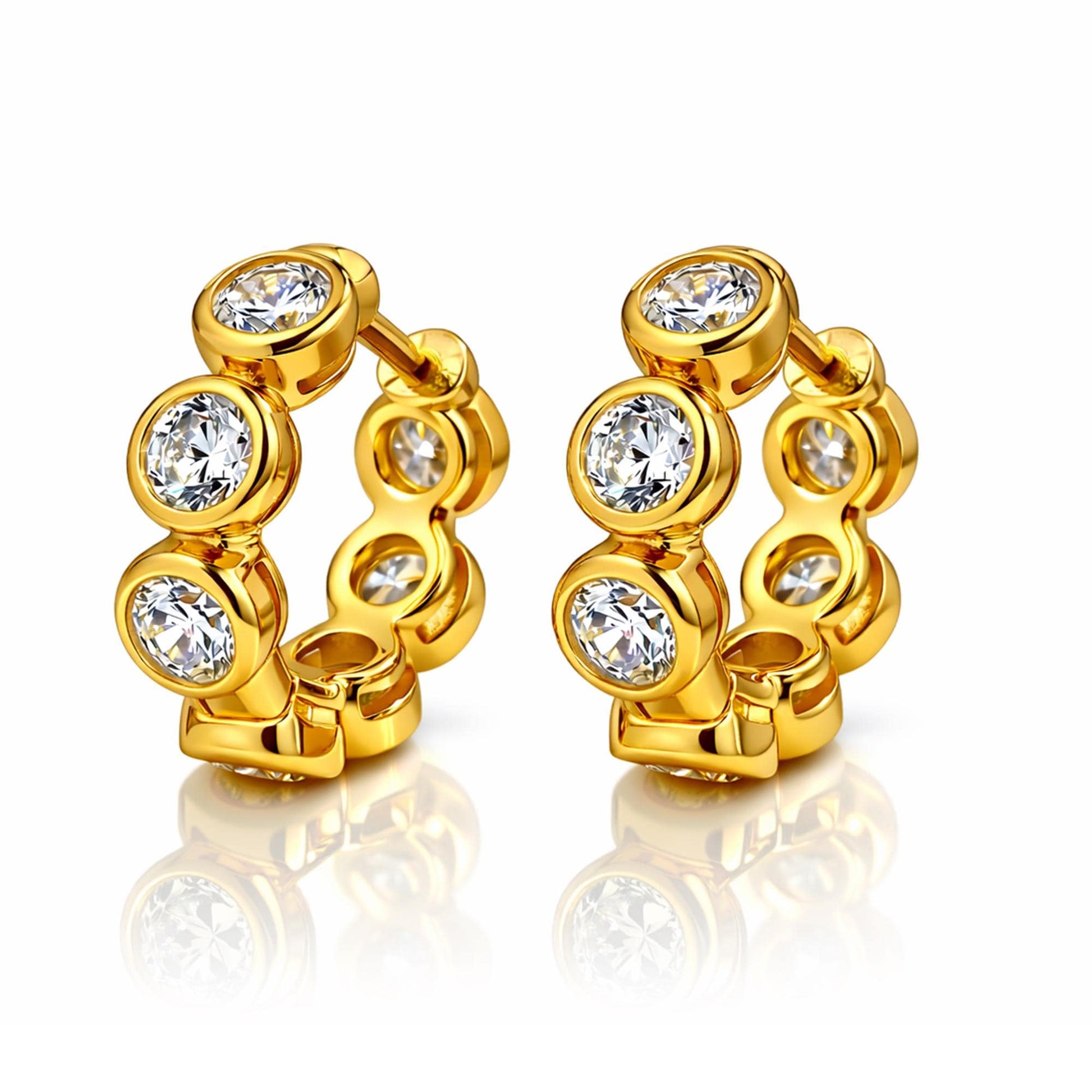 Pair of 18K yellow gold lab diamond huggie earrings