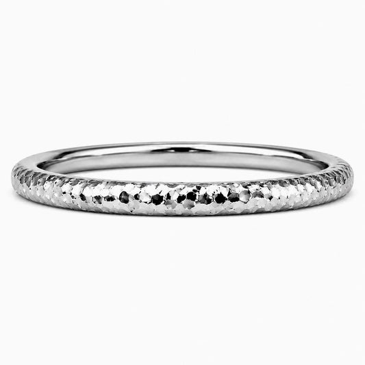 PT950 platinum faceted slim wedding band 2mm front view