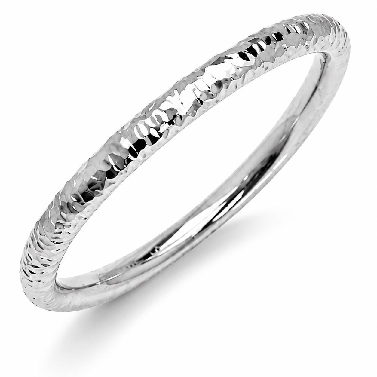 PT950 platinum faceted slim wedding band 2mm on-hand view