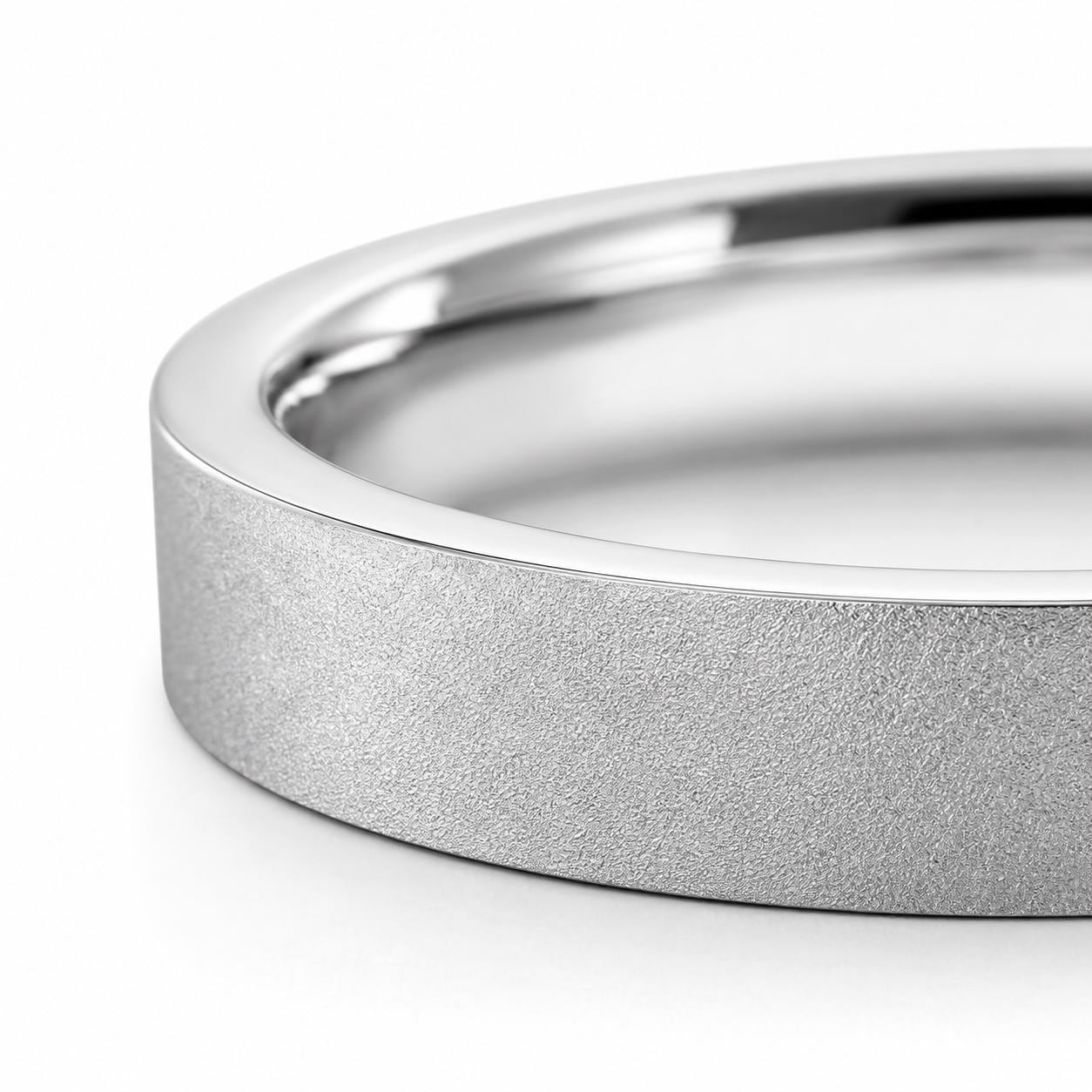PT950 platinum sandblasted wedding band 5mm worn view