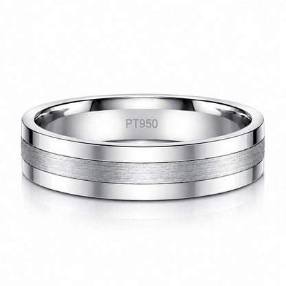 PT950 platinum brushed centre wedding band 6mm front view
