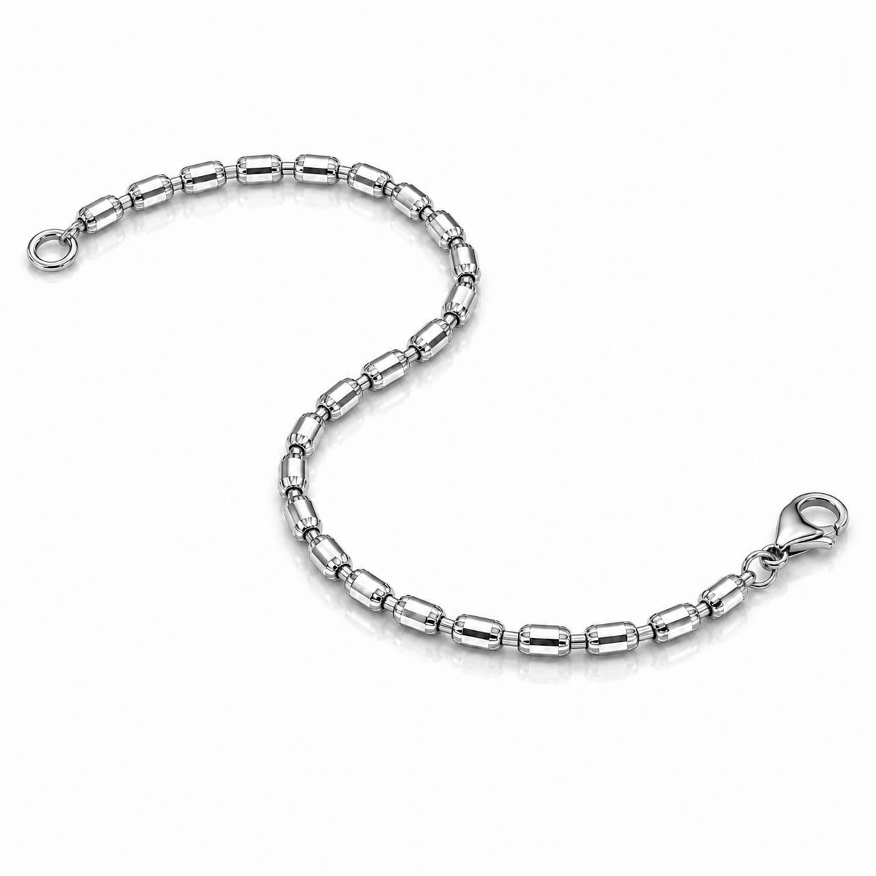 Lobster clasp and barrel links on PT950 platinum bracelet