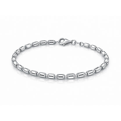 Solid PT950 platinum barrel link bracelet 3mm on white