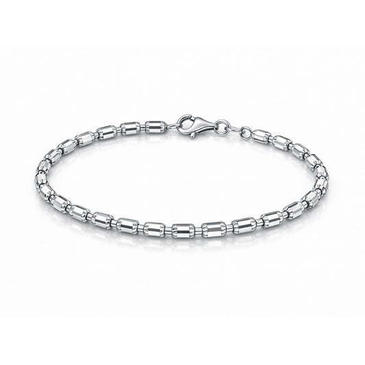 Solid PT950 platinum barrel link bracelet 3mm on white