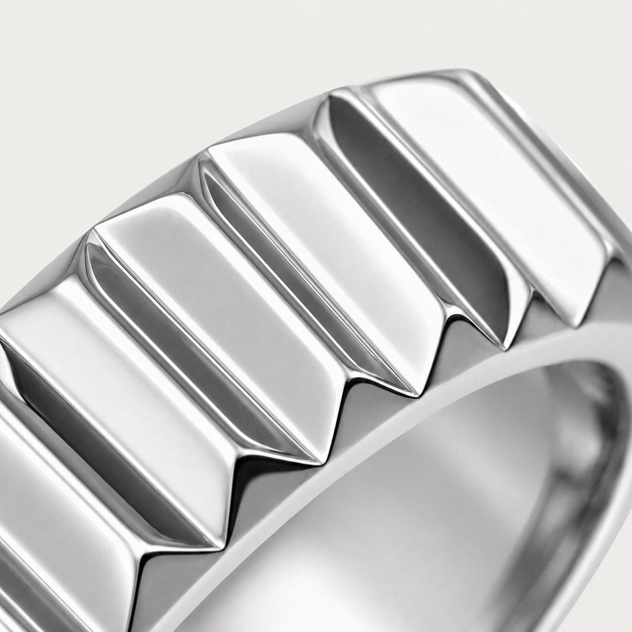 PT950 platinum architectural wedding band 6mm on-hand view
