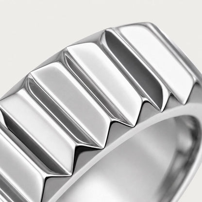 PT950 platinum architectural wedding band 8mm Micro view