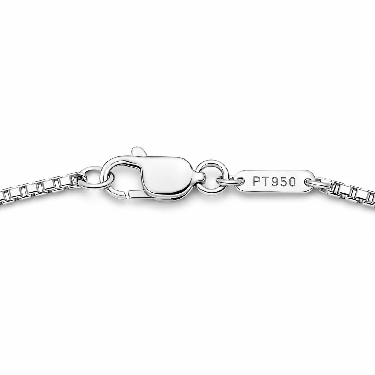Close-up of PT950 platinum lobster clasp and Venetian chain links