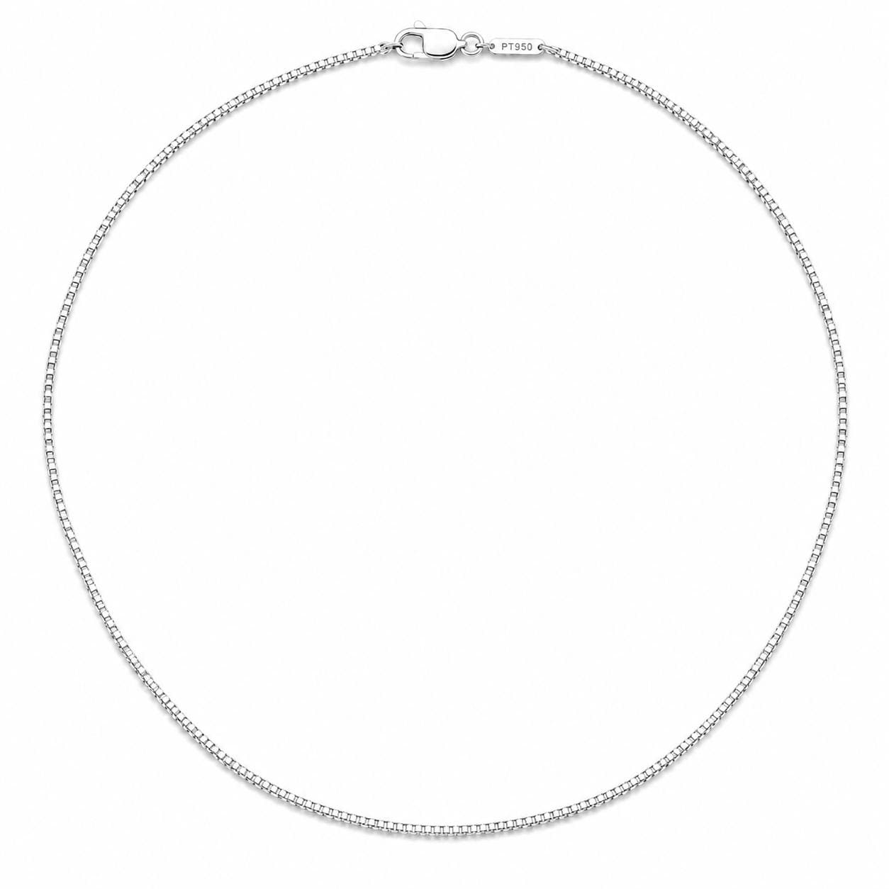 Full circular view of 1.7mm PT950 platinum box chain necklace