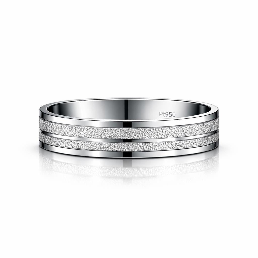 PT950 platinum matte centre wedding band 5mm front view