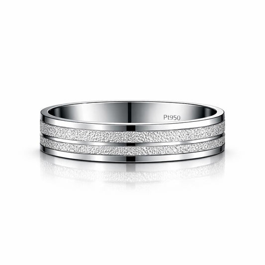PT950 platinum matte centre wedding band 5mm front view