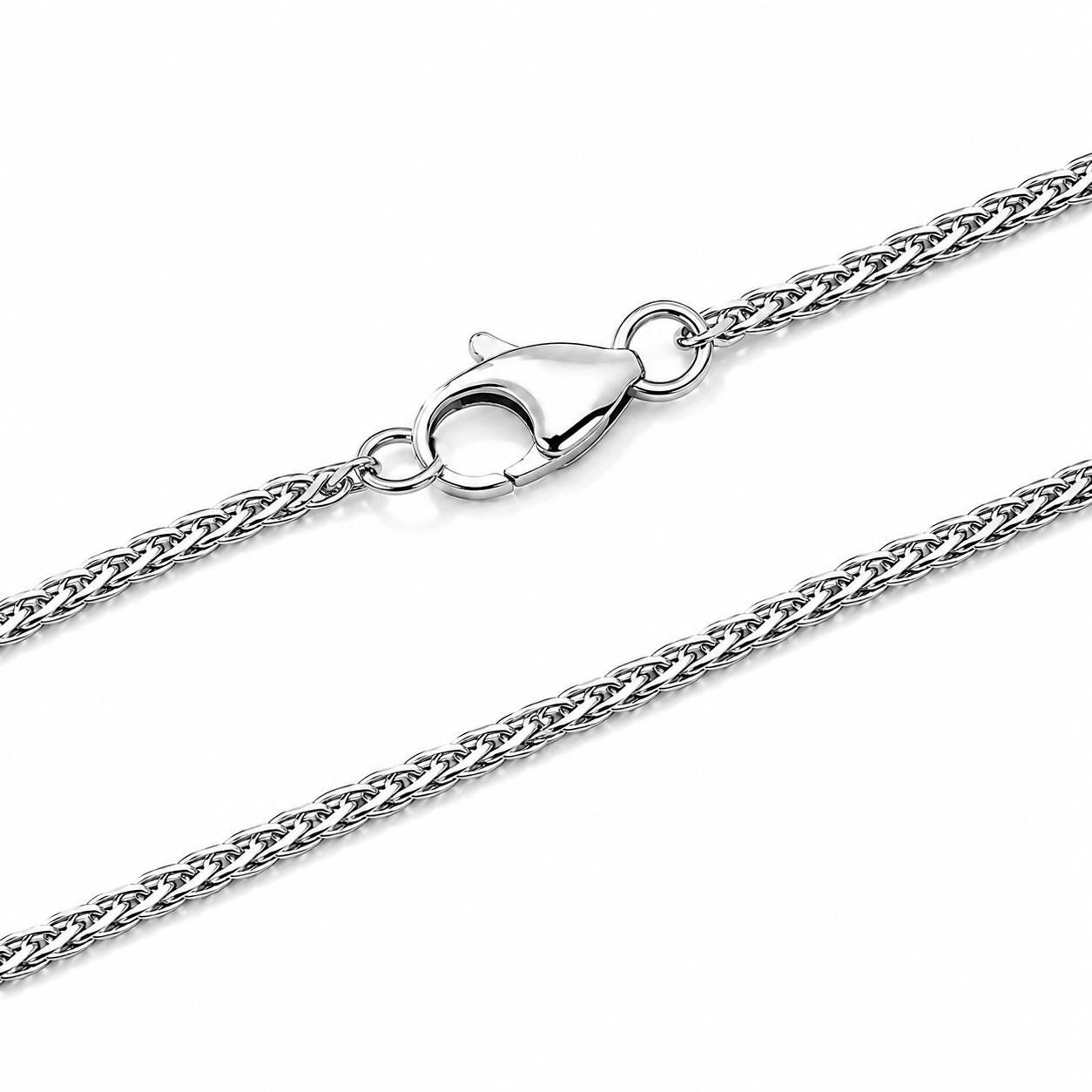 Solid PT950 platinum wheat chain necklace with lobster clasp on white