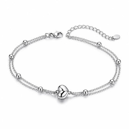 Full view of PT950 double-chain heart bracelet