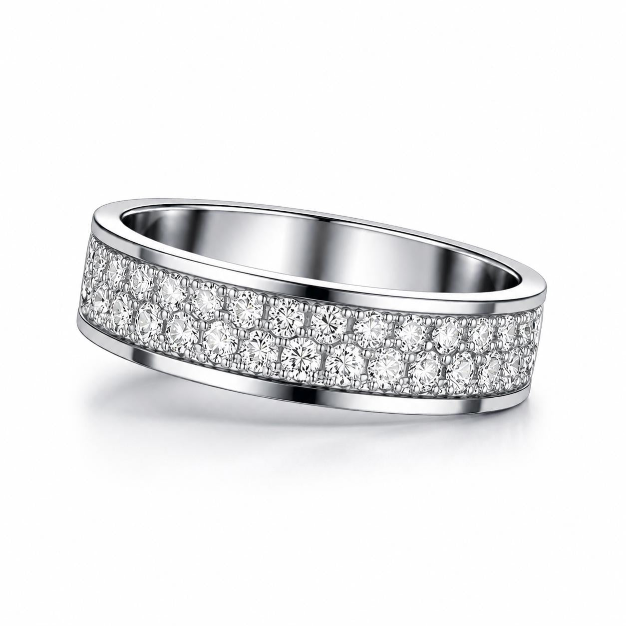 PT950 platinum full pave lab diamond wedding band 5mm on-hand view