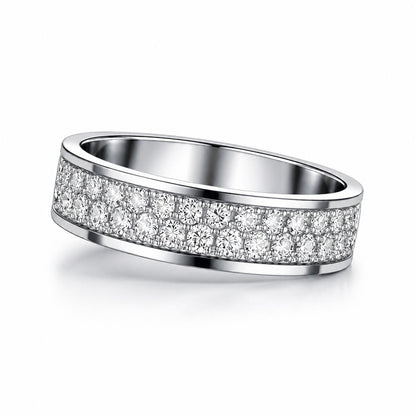 PT950 platinum full pave lab diamond wedding band 5mm on-hand view