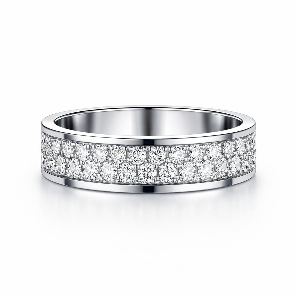 PT950 platinum full pave lab diamond wedding band 5mm front view