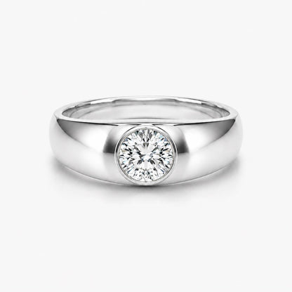1ct round lab diamond solitaire ring in PT950 platinum or 18K gold worn view