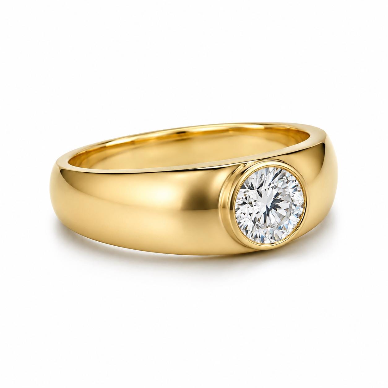 1ct round lab diamond solitaire ring in PT950 platinum or 18K gold on-hand view