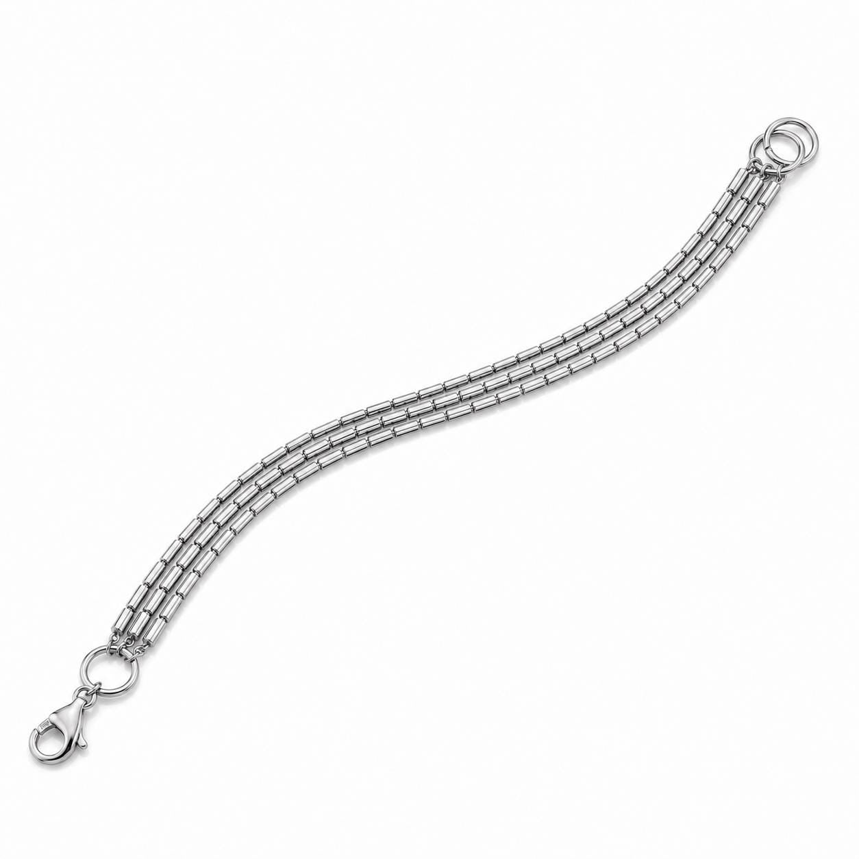 PT950 platinum three-strand faceted chain bracelet on white