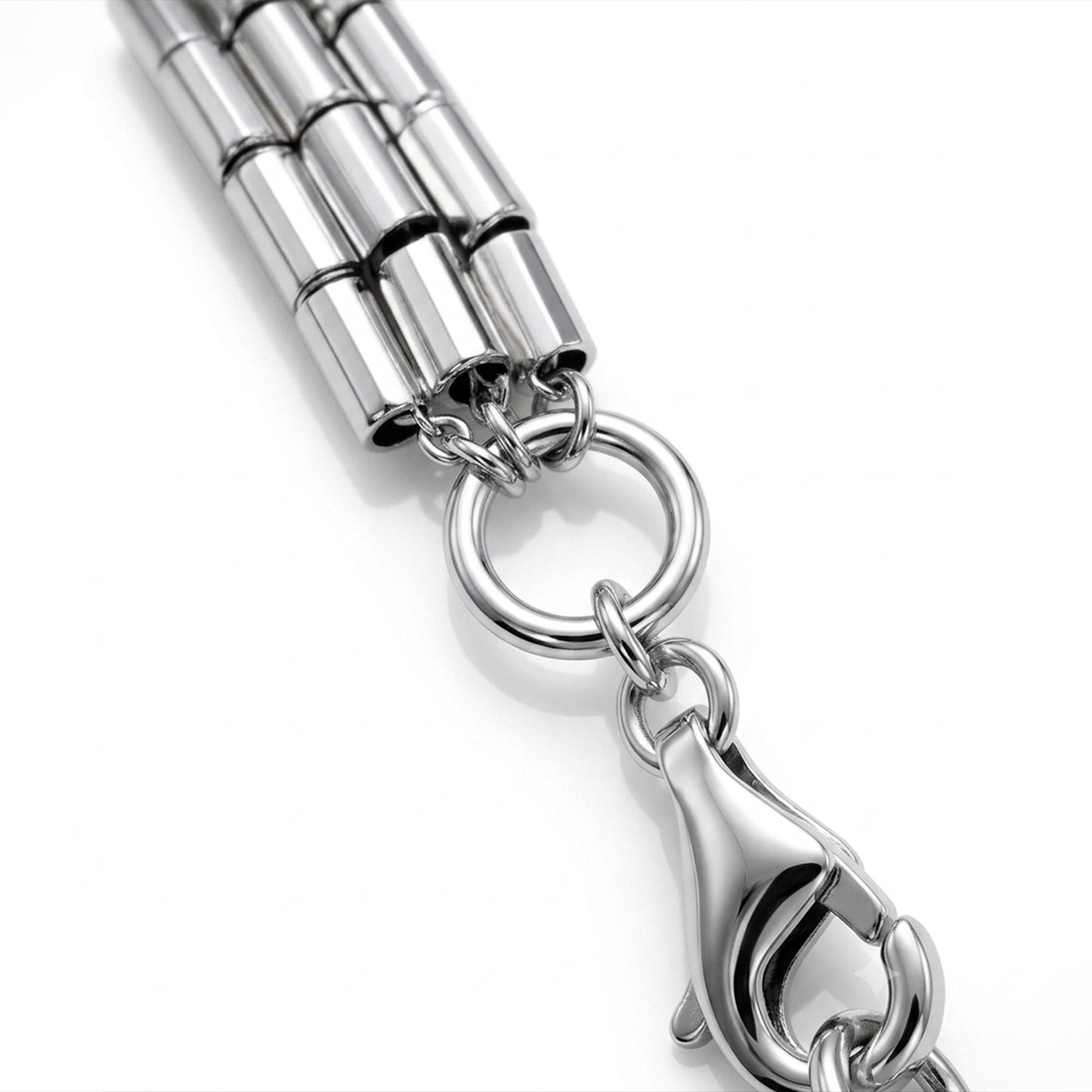 Lobster clasp on PT950 three-strand bracelet