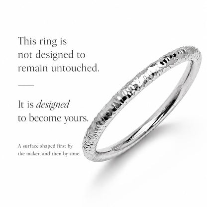 PT950 platinum faceted slim wedding band 2mm scale and proportion view