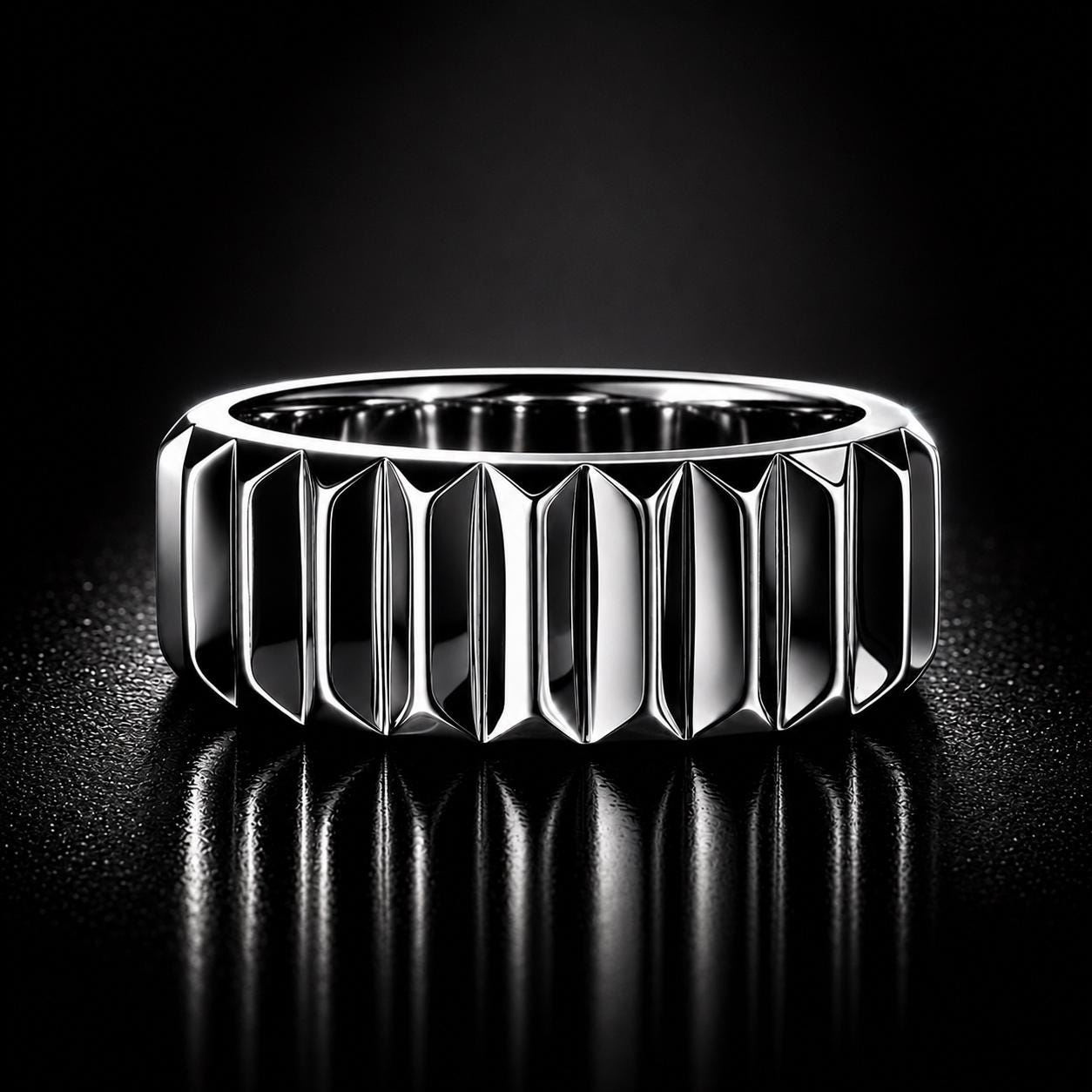 PT950 platinum architectural wedding band 6mm scale and proportion view