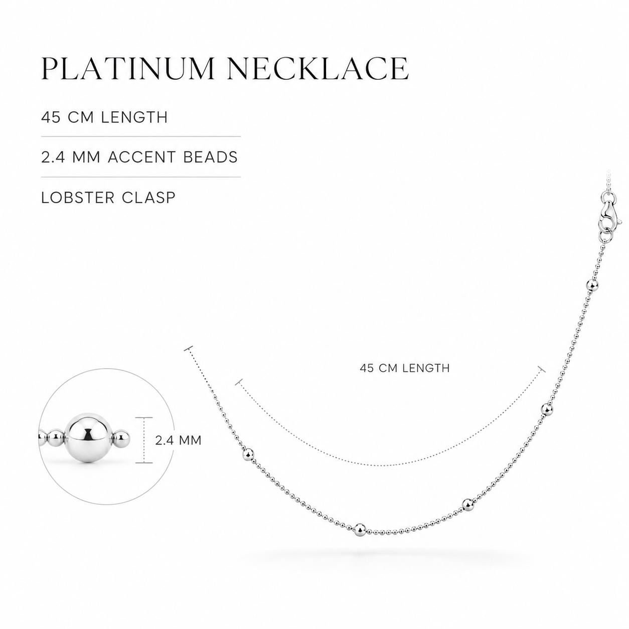 PT950 platinum station necklace size guide with 45cm length and 2.4mm beads