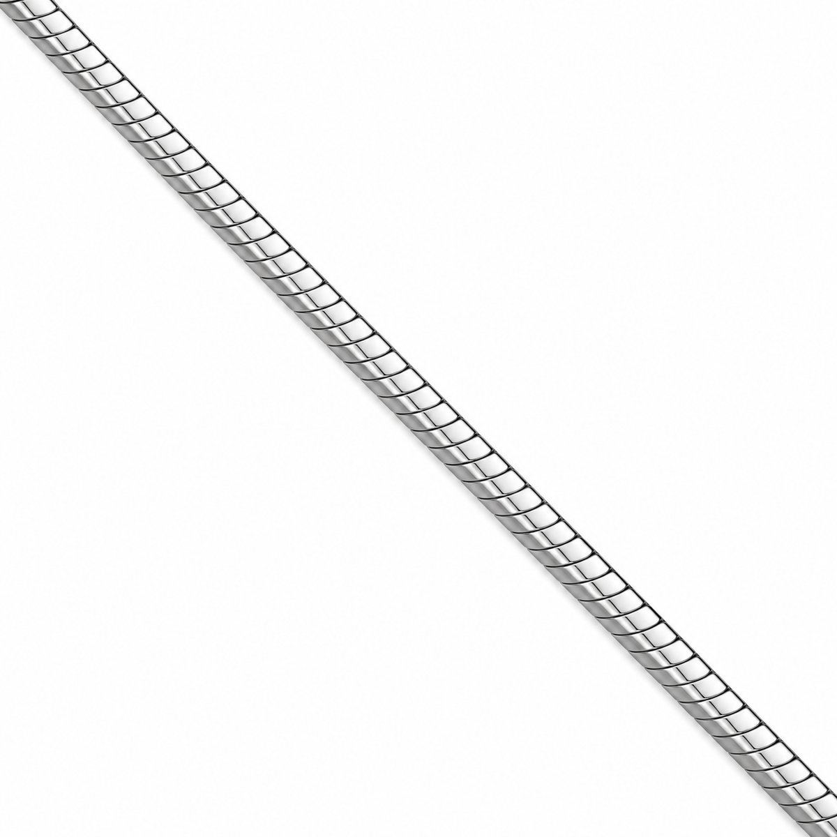 Macro detail of the polished, closely fitted links of the HELIOR Linea PT950 platinum snake chain.