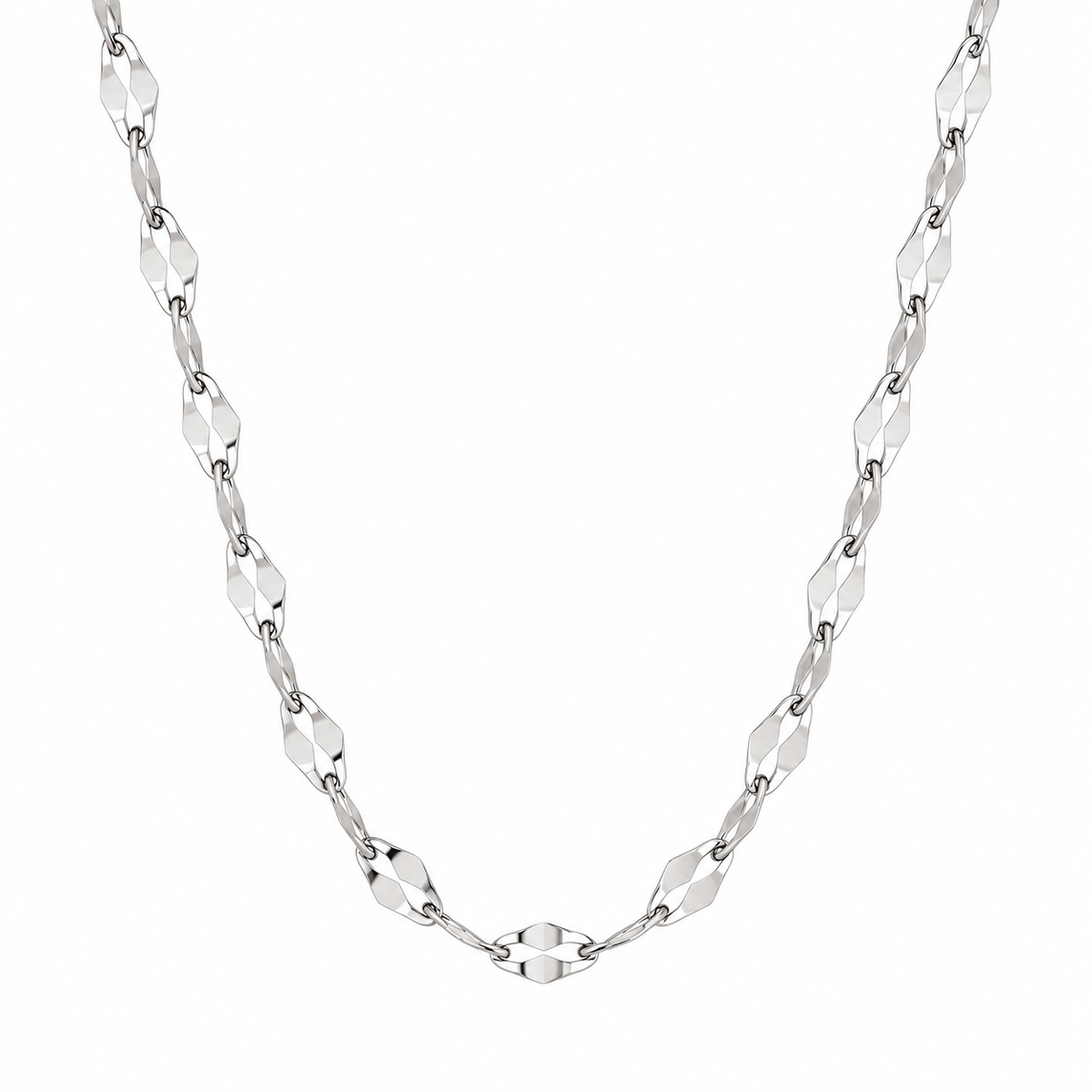 HELIOR Lustre PT950 platinum faceted link necklace on a white background