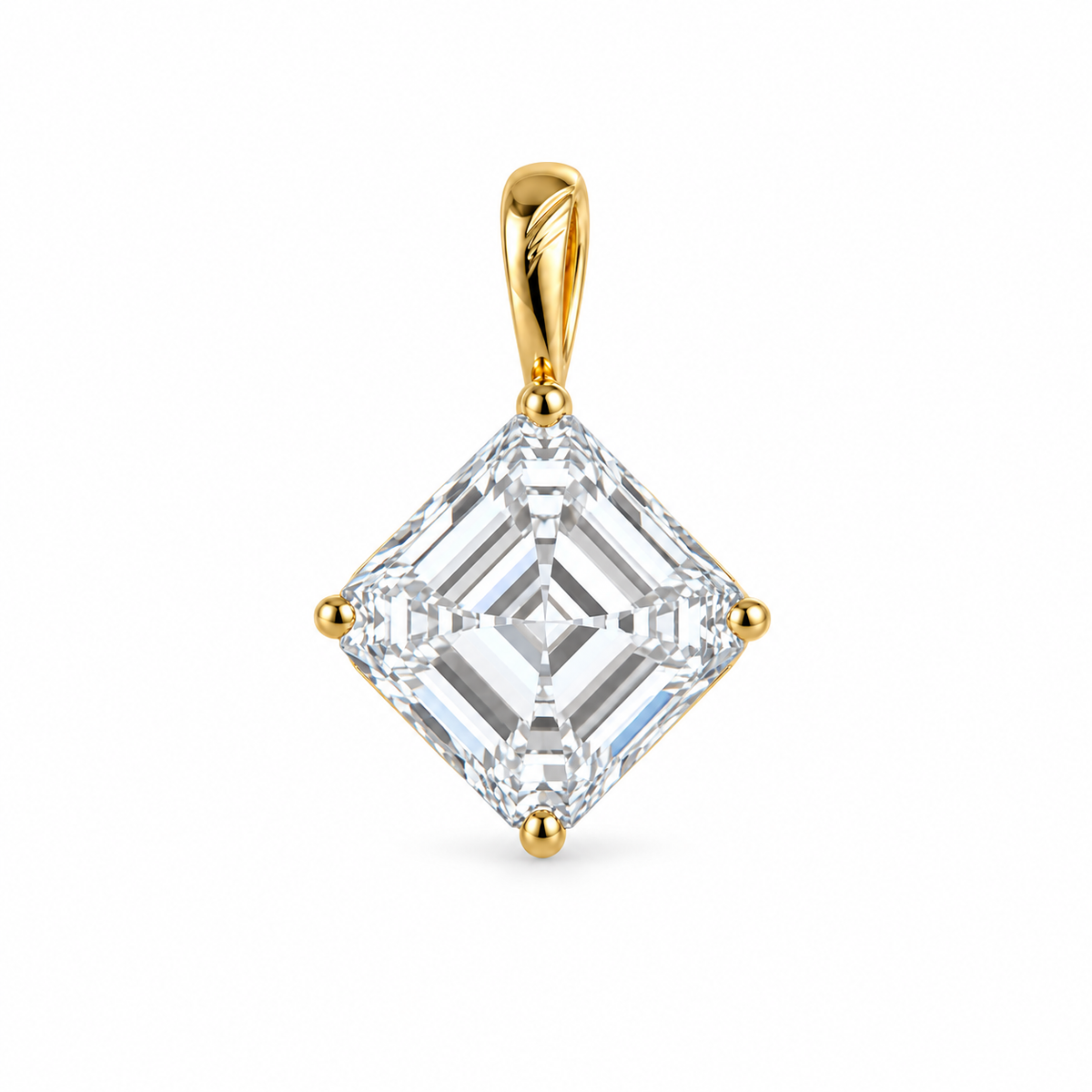 Detailed view of 1 carat princess cut diamond pendant necklace