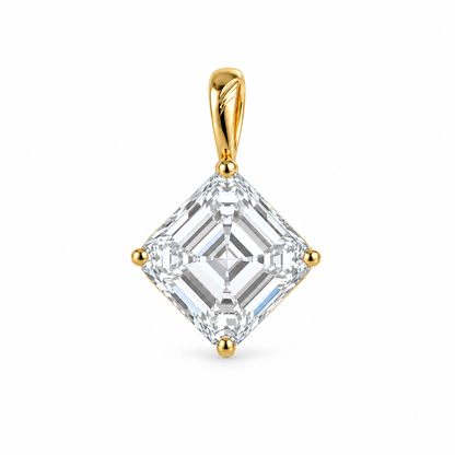 Detailed view of 1 carat princess cut diamond pendant necklace